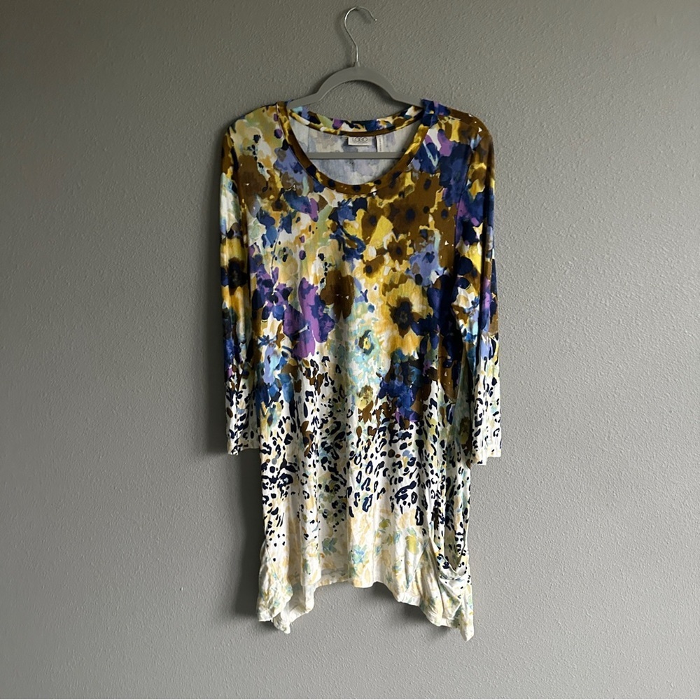 LOGO Floral Multicolor Tunic Top Large